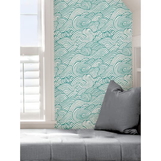 NuWallpaper Teal Saybrook Peel & Stick Wallpaper